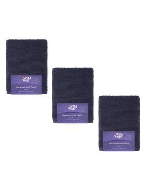 GR8 for DAD 3 Wild Sage Savannah QuickDry 90% Cotton BATH Towels DARK BLUE color